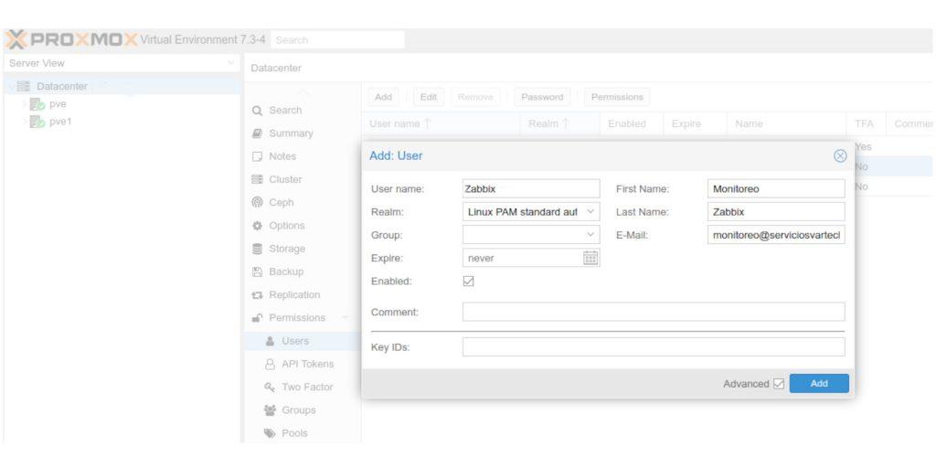 proxmox con zabbix