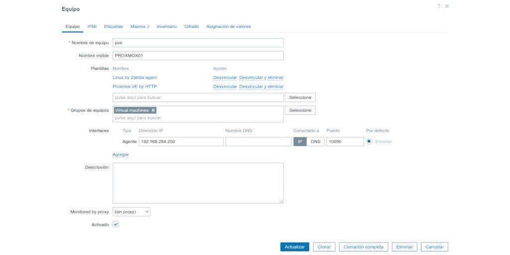 monitoreando proxmox con zabbix 